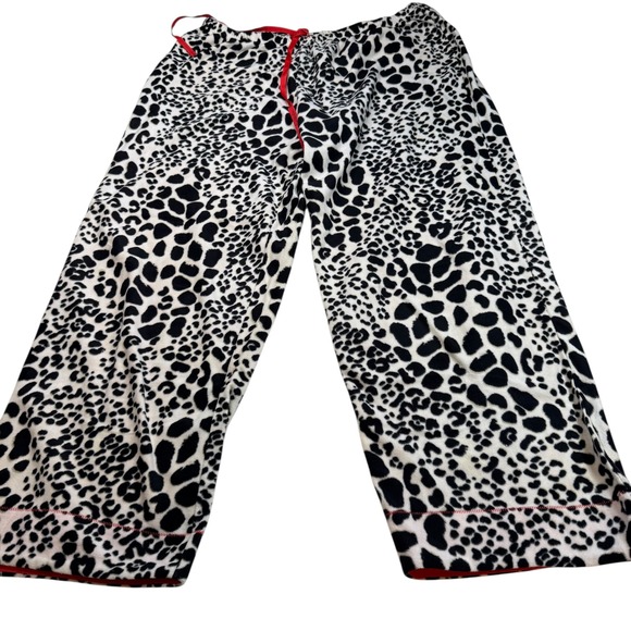 HUE Womens XL Lounge Pajama Pants Leopard Print Black White Drawstring - Picture 1 of 3